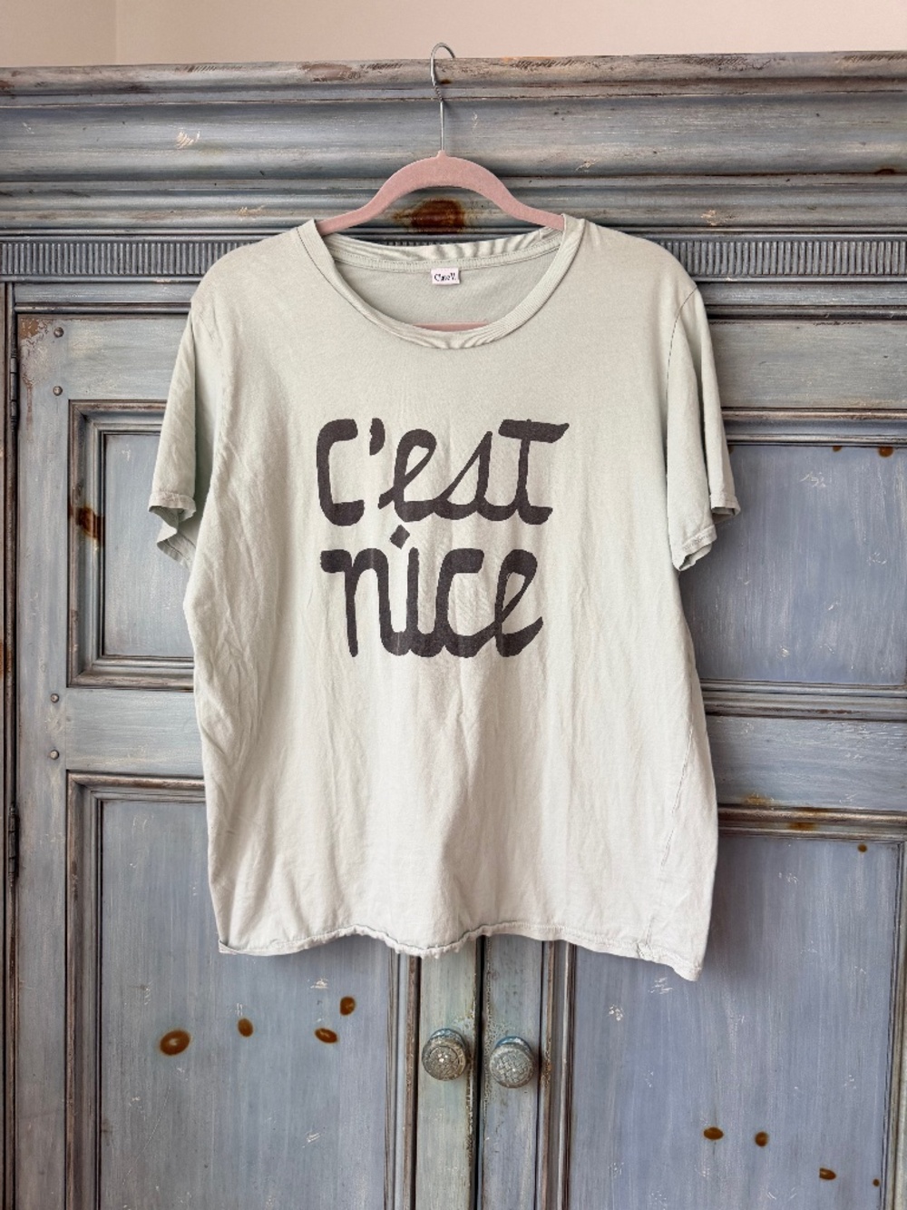 Clare V C'est Nice Tee in Very Pale Sage Size M